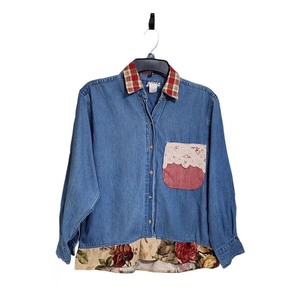 Country Pickens Tops - Country Pickens Vintage top patchwork Cottagecore Fairy grunge Goblincore S